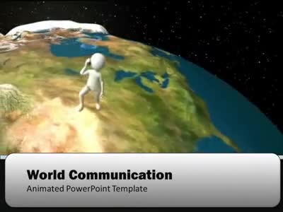 World Communication PowerPoint Template layout preview.