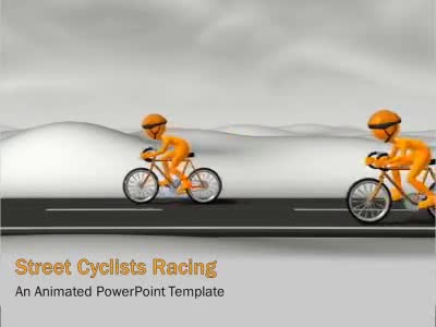 Street Cyclist Racers PowerPoint Template layout preview.