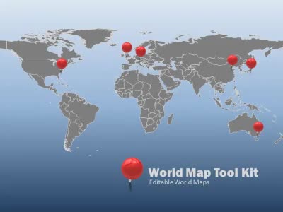 World Map Tool Kit PowerPoint Template layout preview.