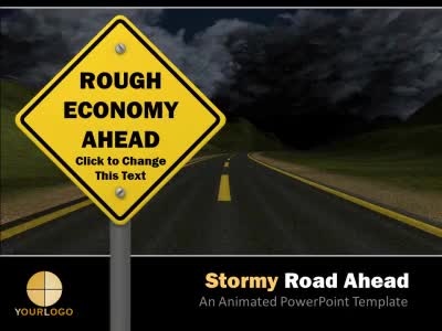 Stormy Road Ahead PowerPoint Template layout preview.