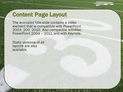 Slide 3 layout from the Football Field presentation deck.