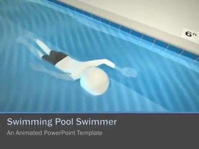 Swimming Pool Swimmer PowerPoint Template layout preview.
