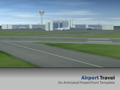 Airport Travel PowerPoint Template layout preview.