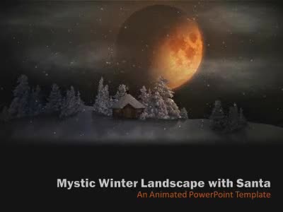 Mystic Winter Landscape With Santa PowerPoint Template layout preview.