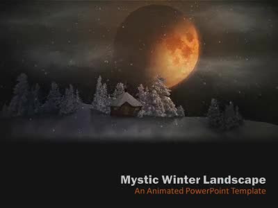 Mystic Winter Landscape PowerPoint Template layout preview.