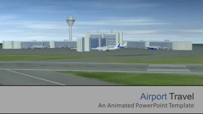 Airport Travel PowerPoint Template layout preview.
