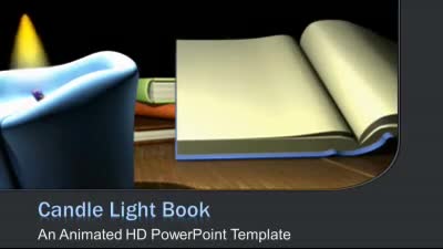 Book By Candle Light PowerPoint Template layout preview.