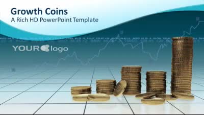 Growth Coins PowerPoint Template layout preview.