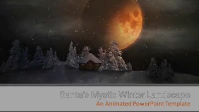 Mystic Winter Landscape With Santa PowerPoint Template layout preview.
