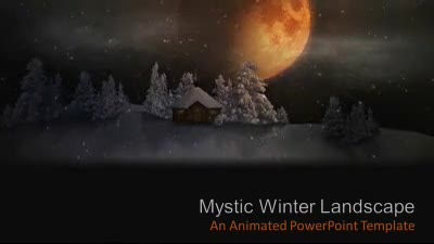 Mystic Winter Landscape PowerPoint Template layout preview.