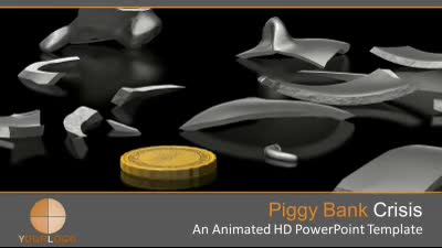 Piggy Bank Crisis PowerPoint Template layout preview.