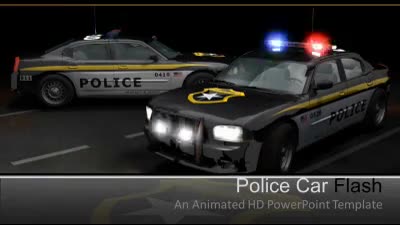Police Car Flash PowerPoint Template layout preview.
