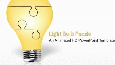 Puzzle Piece Light Blub PowerPoint Template layout preview.