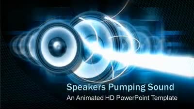 Speakers Pumping Sound PowerPoint Template layout preview.