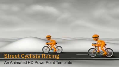 Street Cyclist Racers PowerPoint Template layout preview.