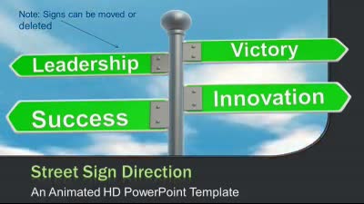 Street Sign Direction PowerPoint Template layout preview.