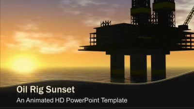 Sunset Oil Rig PowerPoint Template layout preview.