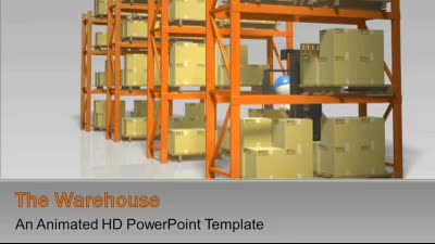 The Warehouse PowerPoint Template layout preview.
