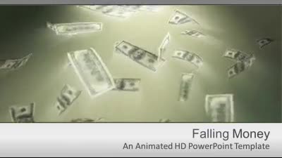 Falling Money PowerPoint Template layout preview.