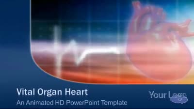Vital Organ Heart PowerPoint Template layout preview.