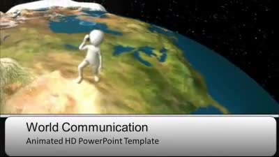 World Communication PowerPoint Template layout preview.