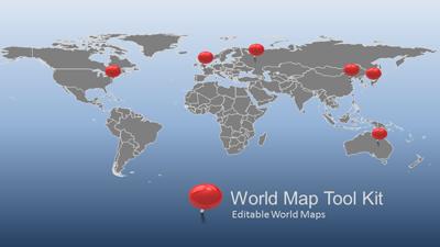 World Map Tool Kit PowerPoint Template layout preview.