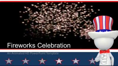 Fireworks Celebration PowerPoint Template layout preview.