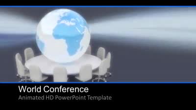 World Conference PowerPoint Template layout preview.