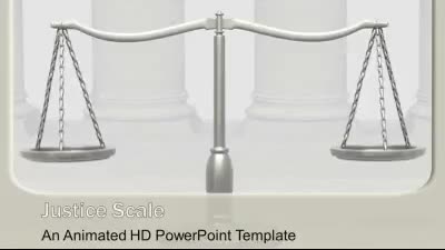 Justice Scale PowerPoint Template layout preview.