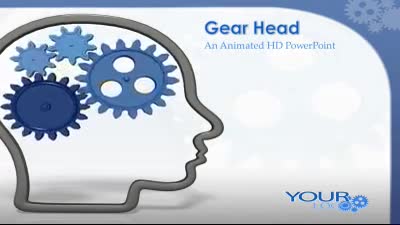 Head Outline With Gears PowerPoint Template layout preview.