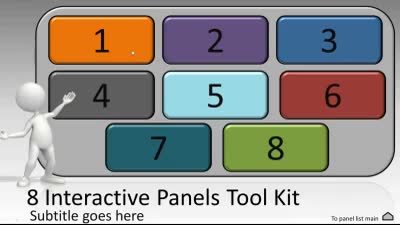 Eight Interactive Panels Tool Kit PowerPoint Template layout preview.