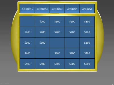 5 Category Question Game Show PowerPoint Template layout preview.
