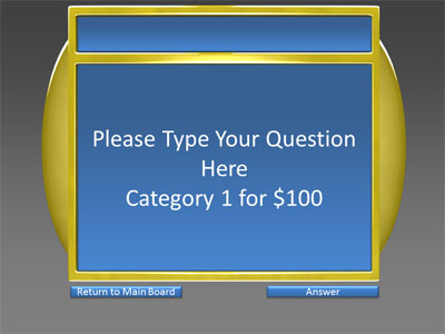Slide 2 layout from the 5 Category Question Game Show presentation deck.