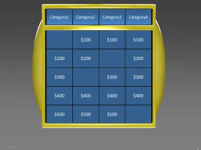 Slide 1 layout preview from the 4 Category Question Game Show deck, optimized for interactive corporate training.