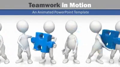 Teamwork In Motion PowerPoint Template layout preview.