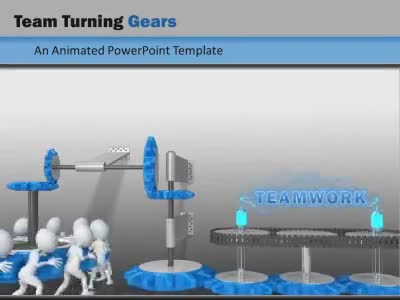 Team Turning Gears PowerPoint Template layout preview.
