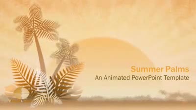Summer Palms PowerPoint Template layout preview.