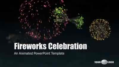 Fireworks Celebration PowerPoint Template layout preview.