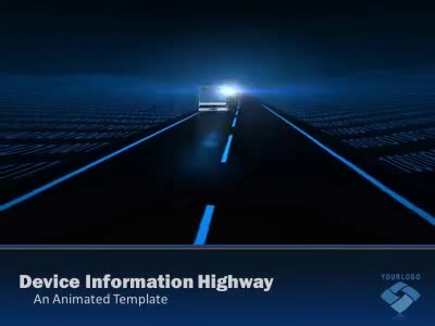 Devices Information Highway PowerPoint Template layout preview.