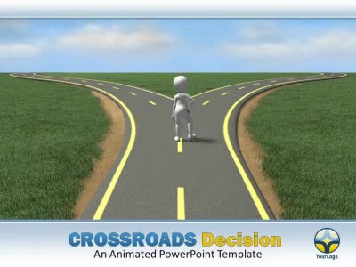 Crossroads Decision PowerPoint Template layout preview.