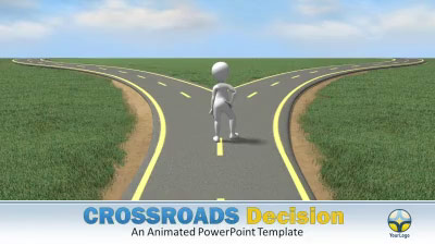 Crossroads Decision PowerPoint Template layout preview.