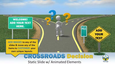 Slide 3 layout from the Crossroads Decision presentation deck.