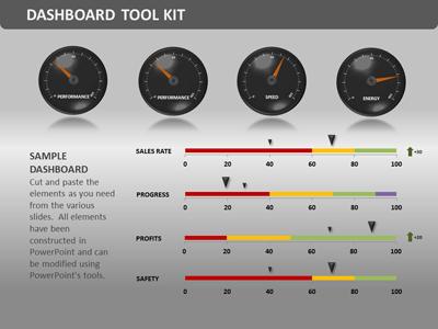Slide 1 layout preview from the Dashboard Tool Kit deck, optimized for corporate operations tracking.
