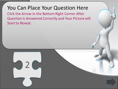 Slide 3 layout from the Puzzle Piece Picture Reveal Game presentation deck.
