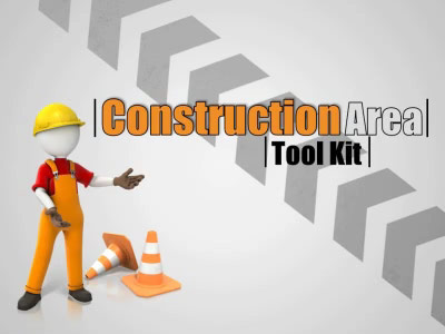 Construction Area Tool Kit PowerPoint Template layout preview.