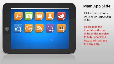 Tablet Apps PowerPoint Template layout preview.