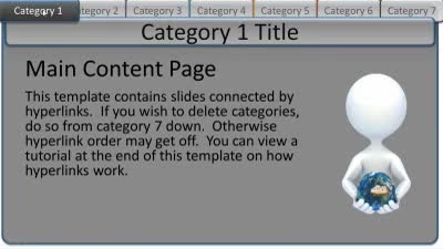 Interactive Tabs Category Pages PowerPoint Template layout preview.