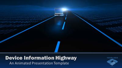 Devices Highway PowerPoint Template layout preview.