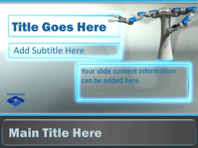 Robot Build Glass Inserts PowerPoint Template layout preview.