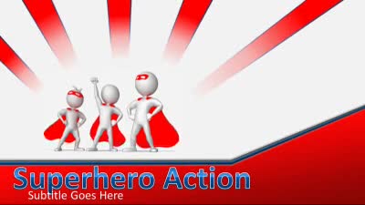 Superhero Action PowerPoint Template layout preview.